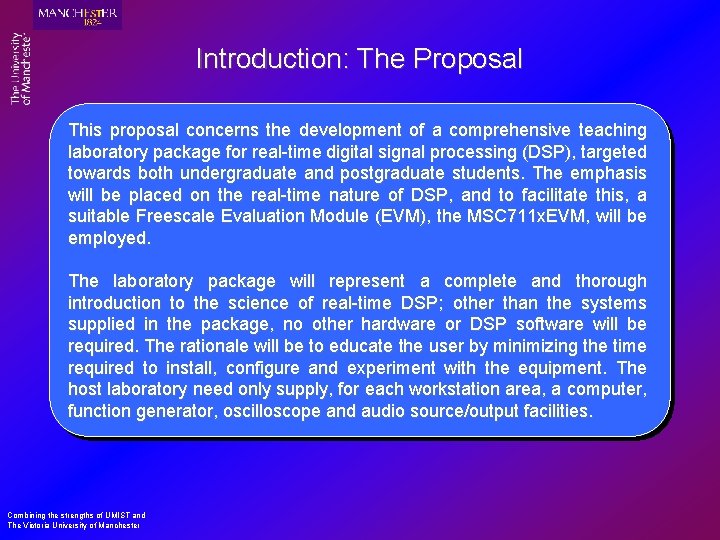 Introduction: The Proposal This proposal concerns the development of a comprehensive teaching laboratory package