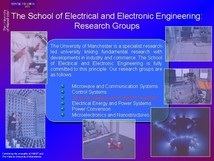 The School of Electrical and Electronic Engineering: Research Groups The University of Manchester is