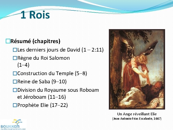 1 Rois �Résumé (chapitres) �Les derniers jours de David (1 – 2: 11) �Règne