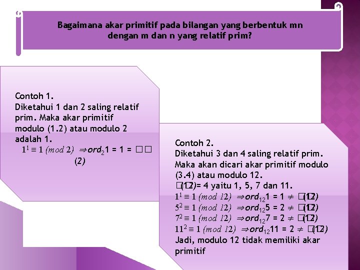 Bagaimana akar primitif pada bilangan yang berbentuk mn dengan m dan n yang relatif