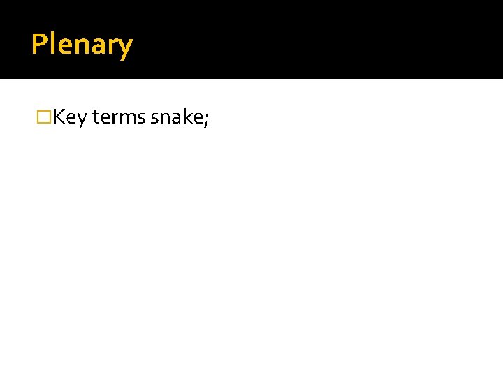 Plenary �Key terms snake; 