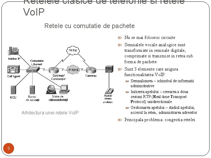 Retelele clasice de telefonie si retele Vo. IP Retele cu comutatie de pachete Nu