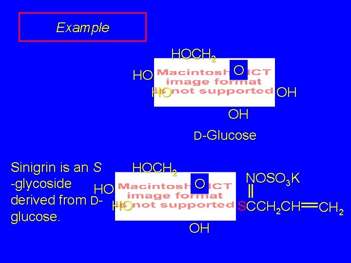 Example HOCH 2 HO HO O OH OH D-Glucose Sinigrin is an S HOCH