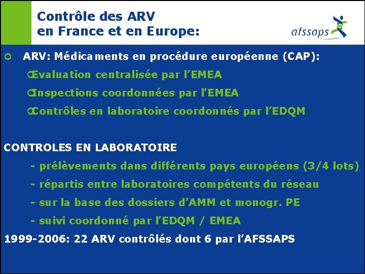 Contrôle des ARV en France et en Europe: ¢ ARV: Médicaments en procédure européenne