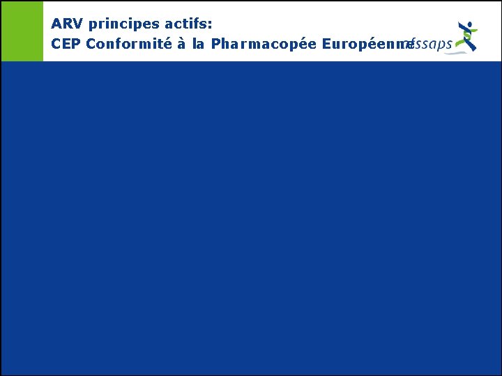 ARV principes actifs: CEP Conformité à la Pharmacopée Européenne 