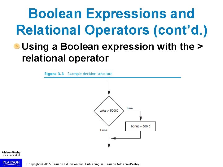 Boolean Expressions and Relational Operators (cont’d. ) Using a Boolean expression with the > Boolean Expressions and Relational Operators (cont’d. ) Using a Boolean expression with the >