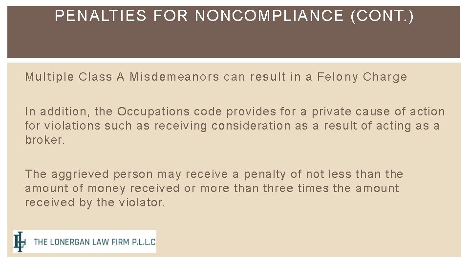 PENALTIES FOR NONCOMPLIANCE (CONT. ) Mu l t i p l e Cl as