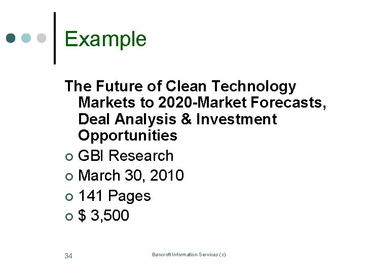 Example The Future of Clean Technology Markets to 2020 -Market Forecasts, Deal Analysis &