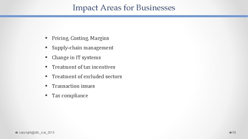 Impact Areas for Businesses § Pricing, Costing, Margins § Supply-chain management § Change in