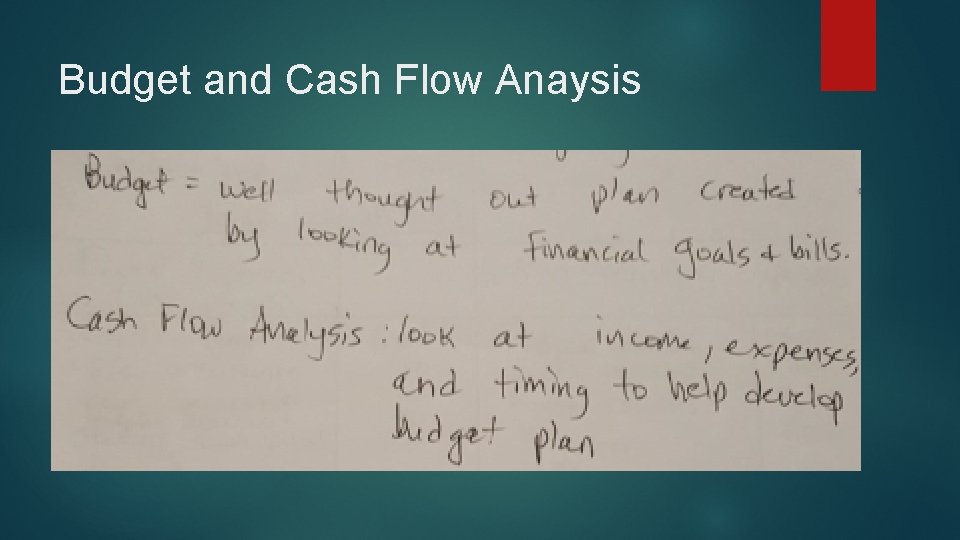 Budget and Cash Flow Anaysis 
