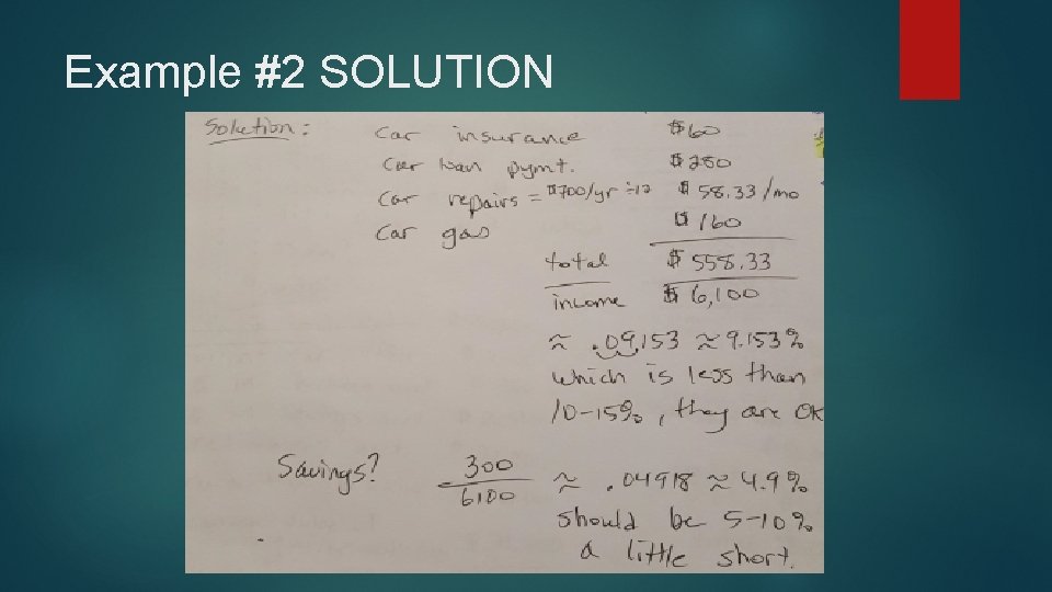 Example #2 SOLUTION 