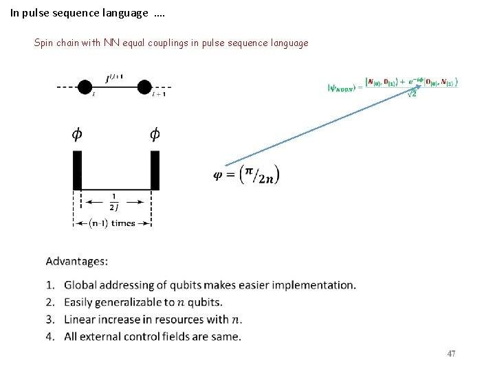 In pulse sequence language …. Spin chain with NN equal couplings in pulse sequence