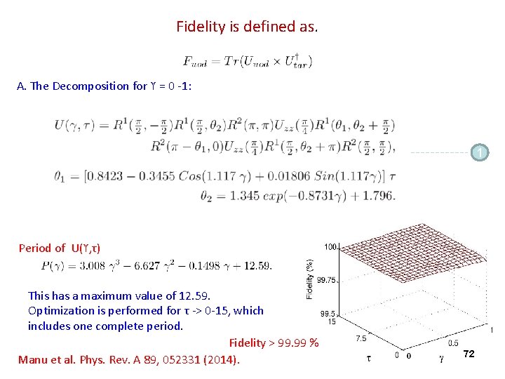 Fidelity is defined as. A. The Decomposition for ϒ = 0 -1: 1 Period