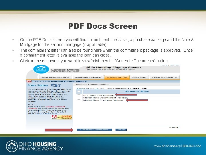 PDF Docs Screen • • • On the PDF Docs screen you will find