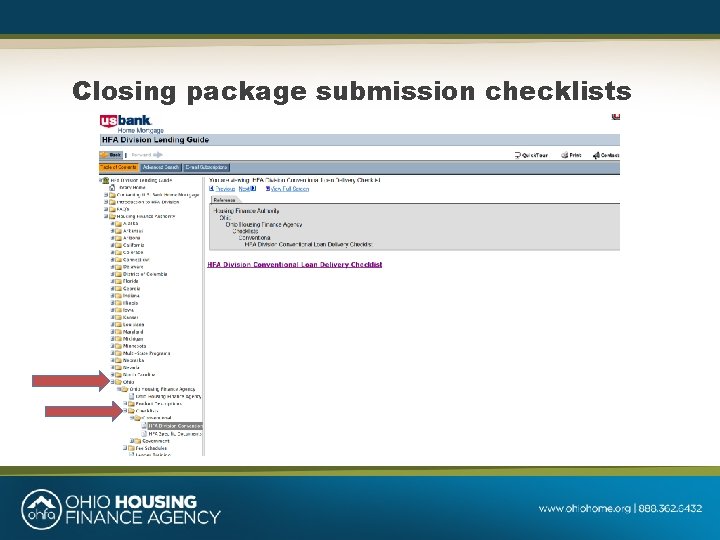 Closing package submission checklists 