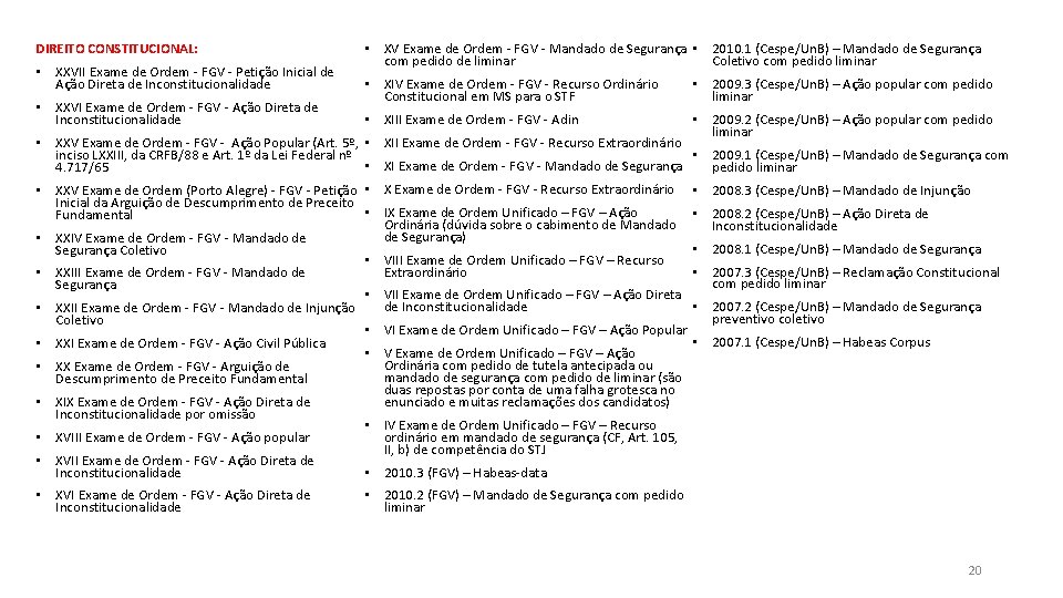 DIREITO CONSTITUCIONAL: • XXVII Exame de Ordem - FGV - Petição Inicial de Ação