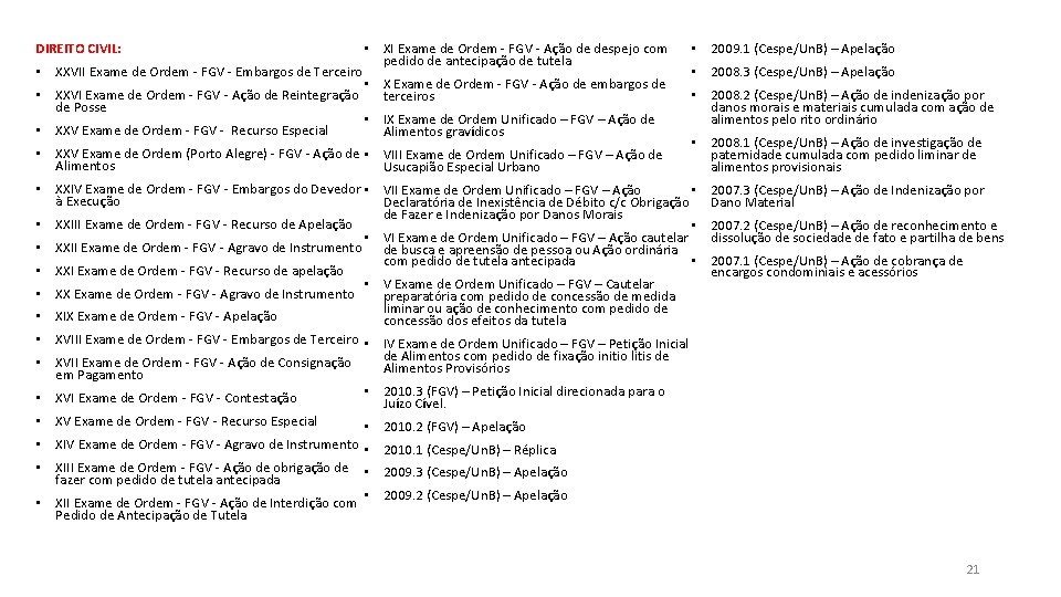 DIREITO CIVIL: • XXVII Exame de Ordem - FGV - Embargos de Terceiro •