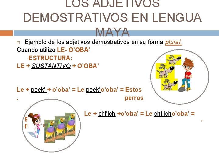 LOS ADJETIVOS DEMOSTRATIVOS EN LENGUA MAYA Ejemplo de los adjetivos demostrativos en su forma