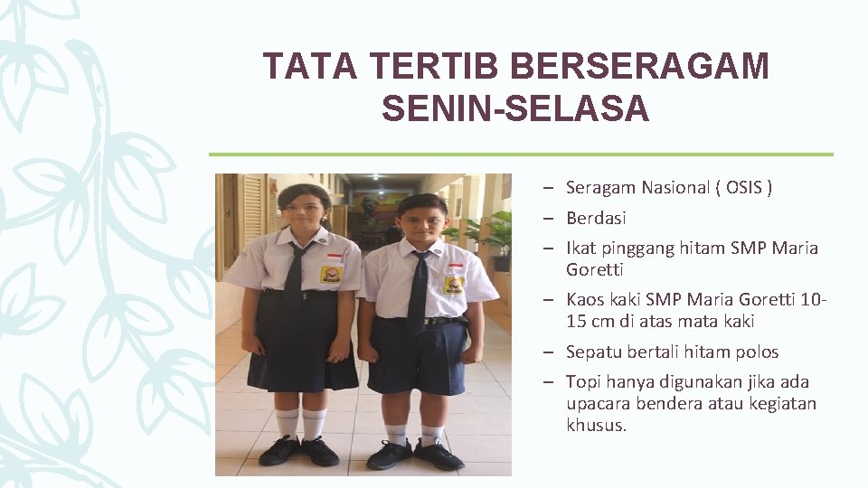 TATA TERTIB BERSERAGAM SENIN-SELASA – Seragam Nasional ( OSIS ) – Berdasi – Ikat