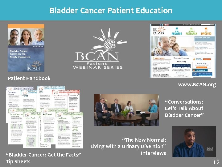 Bladder Cancer Patient Education Patient Handbook www. BCAN. org “Conversations: Let’s Talk About Bladder