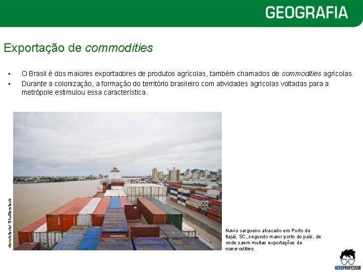 Exportação de commodities donvictorio/ Shutterstock • • O Brasil é dos maiores exportadores de