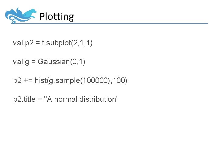 Plotting val p 2 = f. subplot(2, 1, 1) val g = Gaussian(0, 1)