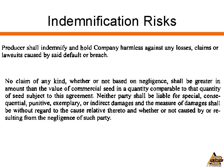 Indemnification Risks 