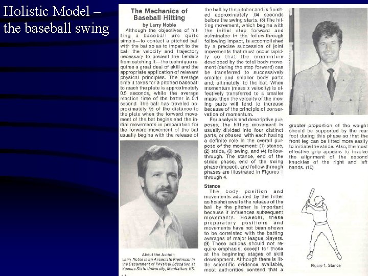 Holistic Model – the baseball swing Holistic Model – the baseball swing