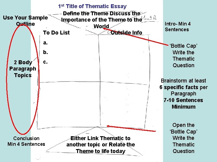 1 st Title of Thematic Essay Define the Theme Discuss the Use Your Sample
