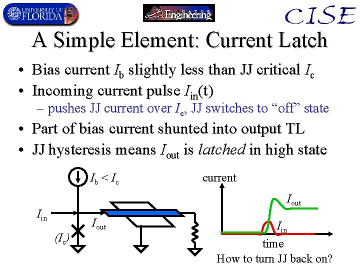 A Simple Element: Current Latch • Bias current Ib slightly less than JJ critical