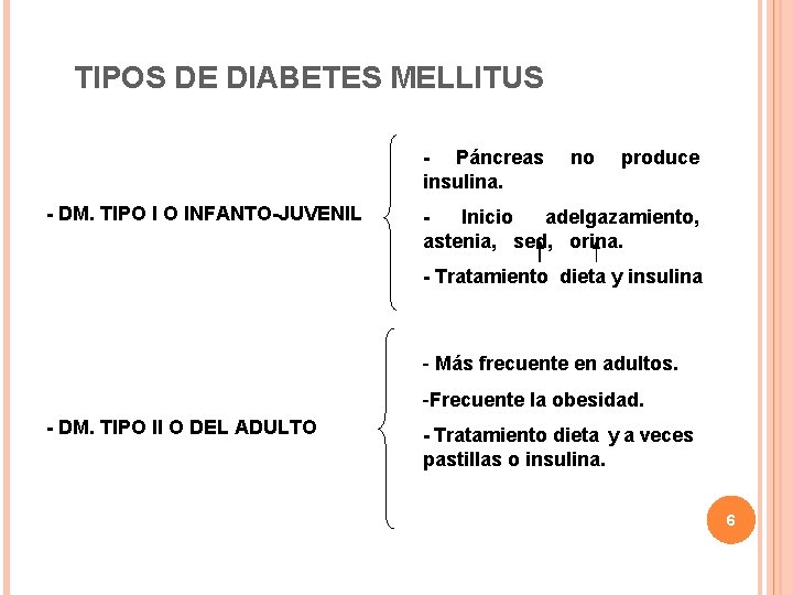 TIPOS DE DIABETES MELLITUS - Páncreas insulina. - DM. TIPO I O INFANTO-JUVENIL no