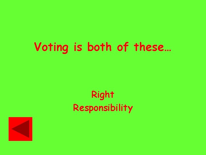Voting is both of these… Right Responsibility 