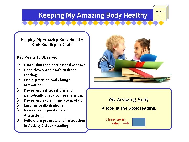 Keeping My Amazing Body Healthy Lesson 1 Keeping My Amazing Body Healthy Book Reading