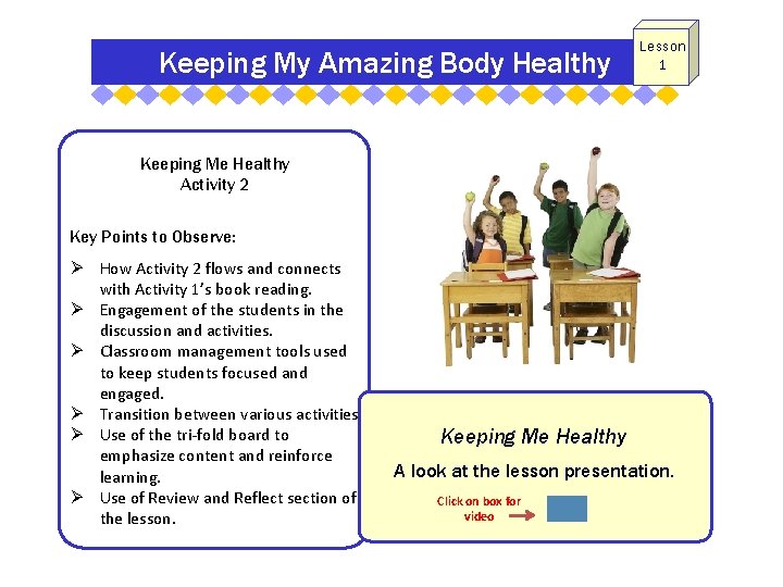 Keeping My Amazing Body Healthy Lesson 1 Keeping Me Healthy Activity 2 Key Points