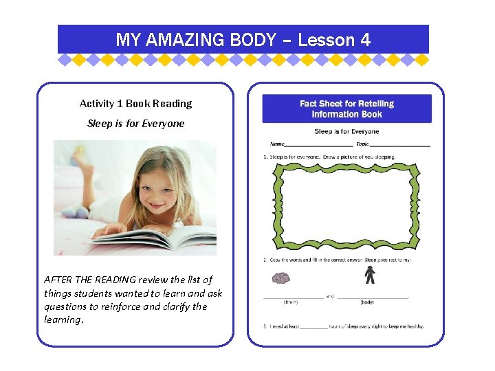 MY AMAZING BODY – Lesson 4 Activity 1 Book Reading Sleep is for Everyone
