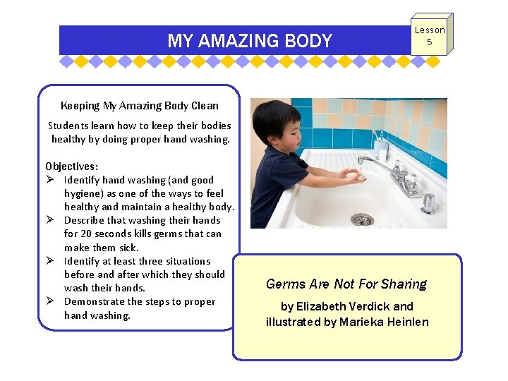 MY AMAZING BODY Lesson 5 Keeping My Amazing Body Clean Students learn how to