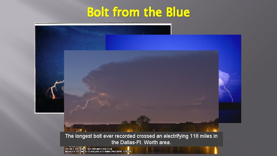 Bolt from the Blue The longest bolt ever recorded crossed an electrifying 118 miles