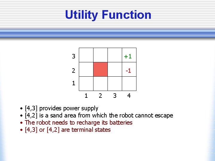 Utility Function 3 +1 2 -1 1 1 • • 2 3 4 [4,