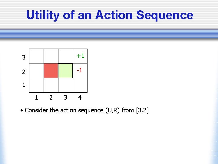 Utility of an Action Sequence 3 +1 2 -1 1 1 2 3 4