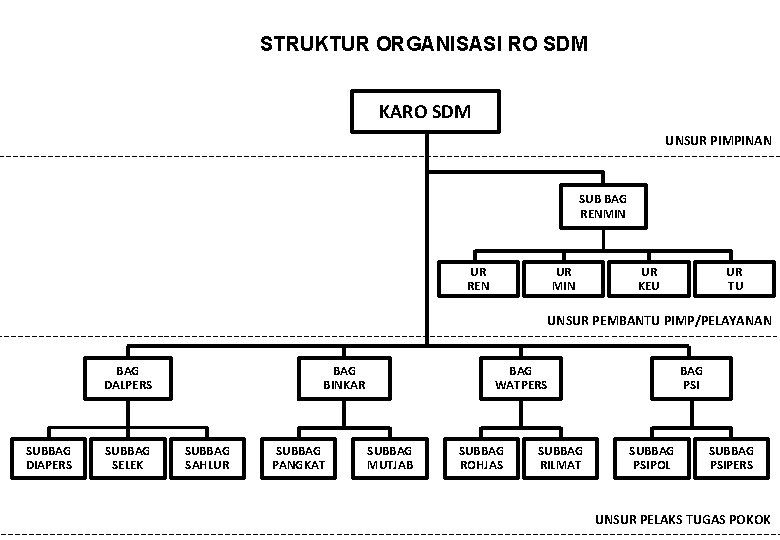 STRUKTUR ORGANISASI RO SDM KARO SDM UNSUR PIMPINAN SUB BAG RENMIN UR REN UR