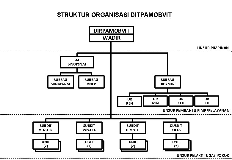 STRUKTUR ORGANISASI DITPAMOBVIT DIRPAMOBVIT WADIR UNSUR PIMPINAN BAG BINOPSNAL SUBBAG MINOPSNAL SUBBAG ANEV SUBBAG