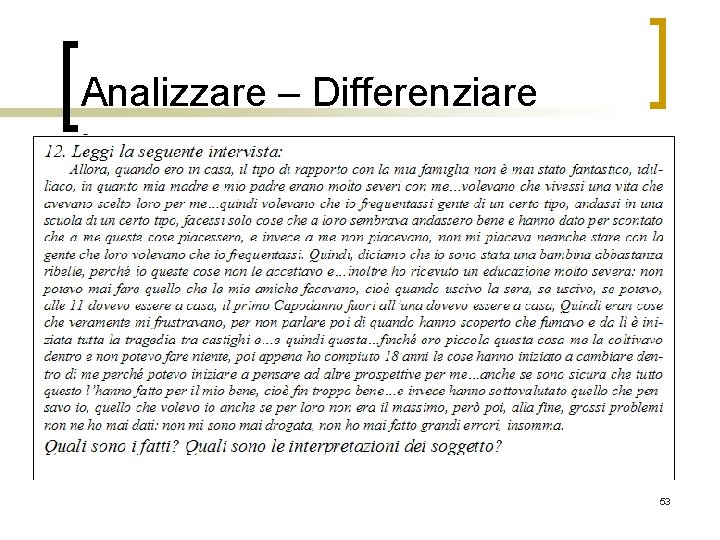 Analizzare – Differenziare 53 