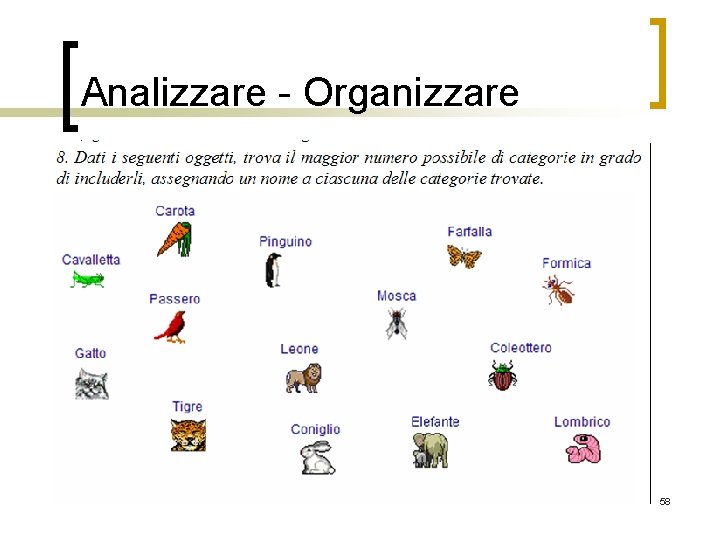 Analizzare - Organizzare 58 