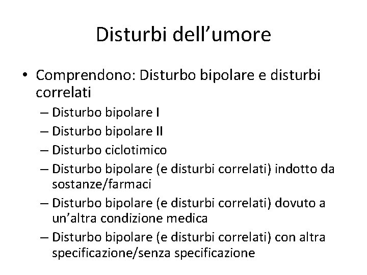 I disturbi dellumore Universit Federico II di Napoli