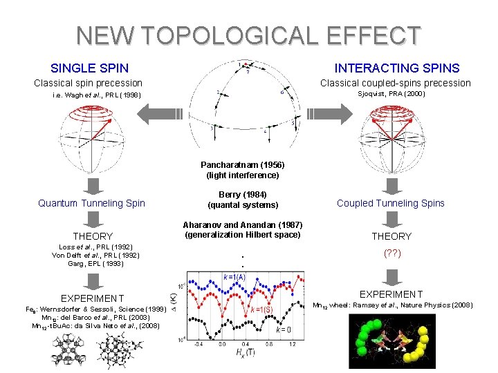 NEW TOPOLOGICAL EFFECT SINGLE SPIN INTERACTING SPINS Classical spin precession Classical coupled-spins precession Sjoqvist,