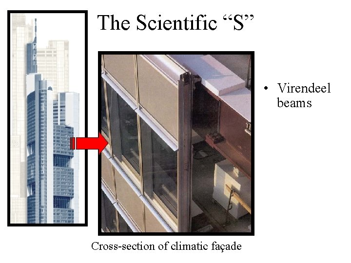 The Scientific “S” • Virendeel beams Cross-section of climatic façade 