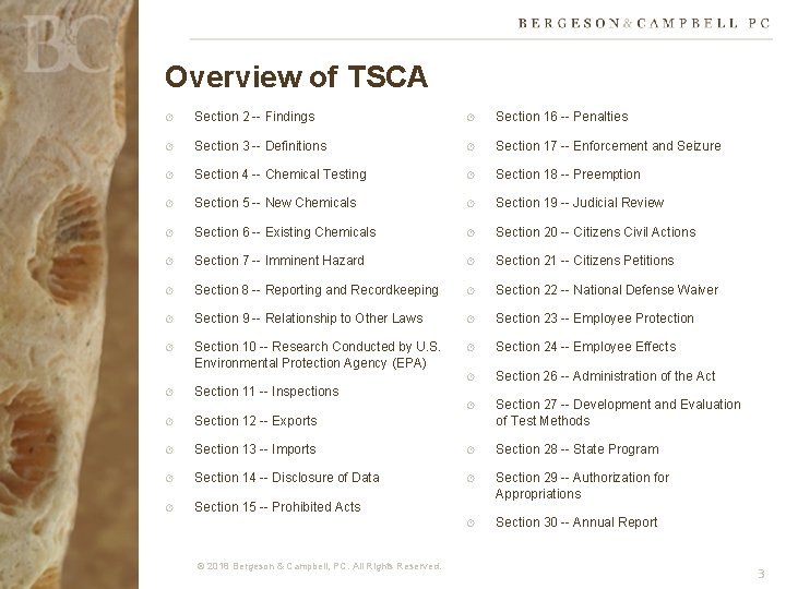 Overview of TSCA Section 2 -- Findings Section 16 -- Penalties Section 3 --