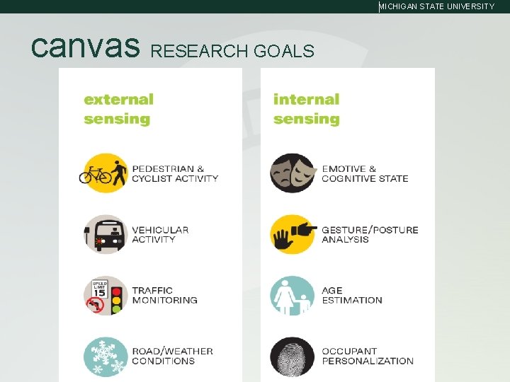 MICHIGAN STATE UNIVERSITY canvas RESEARCH GOALS 