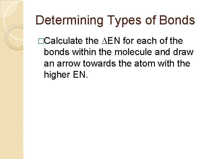 Determining Types of Bonds the EN for each of the bonds within the molecule