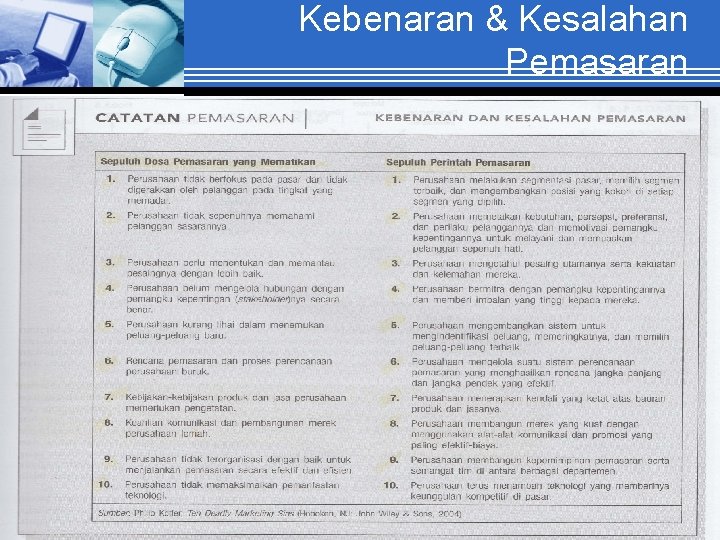 Kebenaran & Kesalahan Pemasaran 